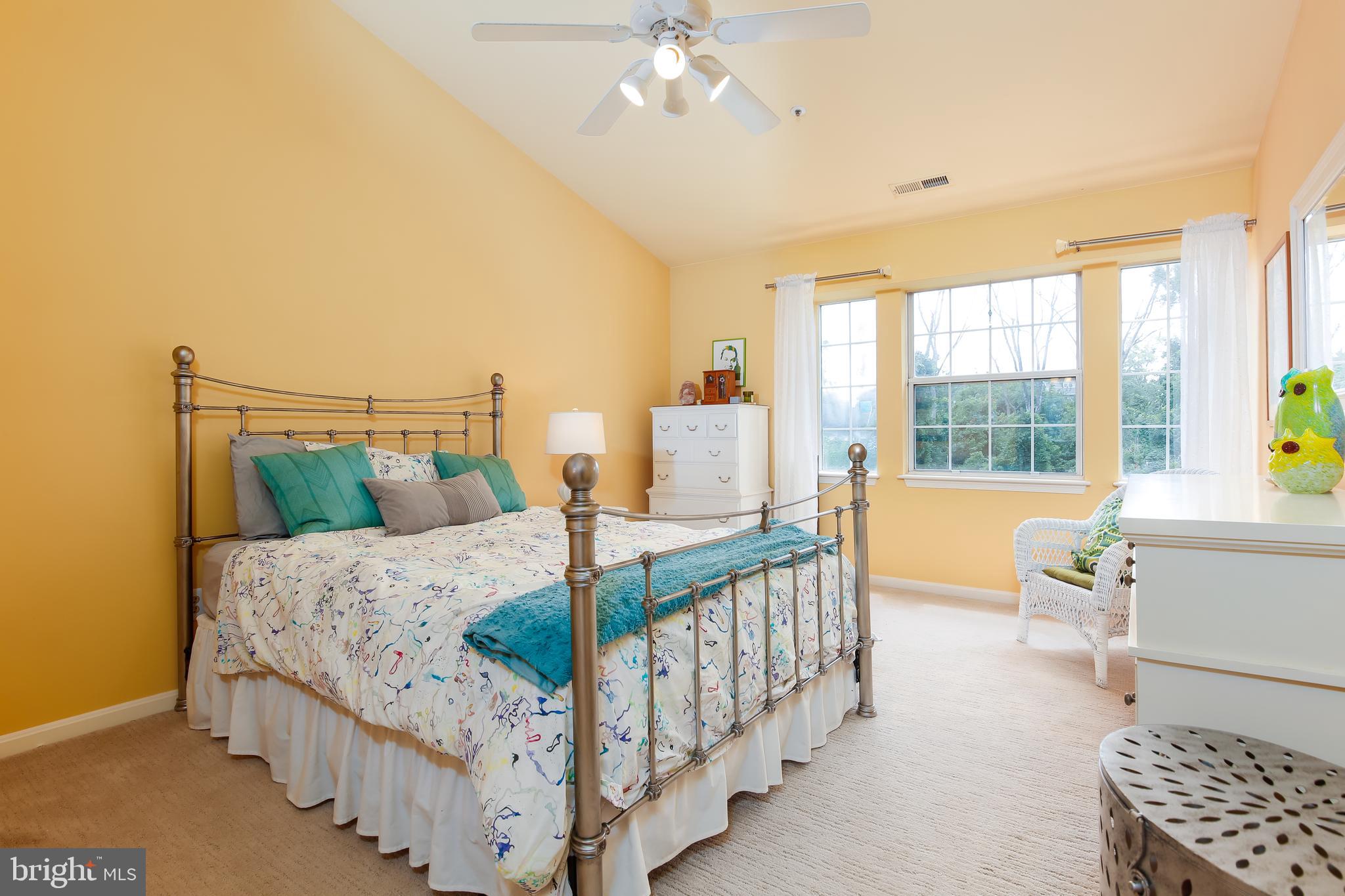 8585 Falls Run Road, Unit J Ellicott City, MD 21043 - Photo 9 of 17 Large Primary bedroom with vaulted ceilings