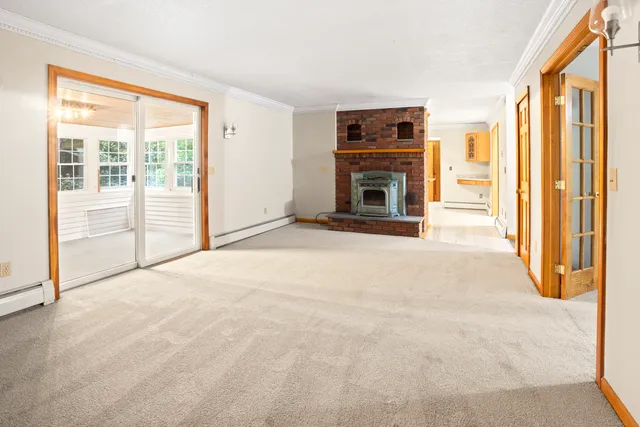 a view of a livingroom with a fireplace