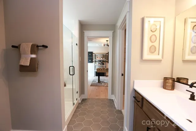 a bathroom with a bathtub