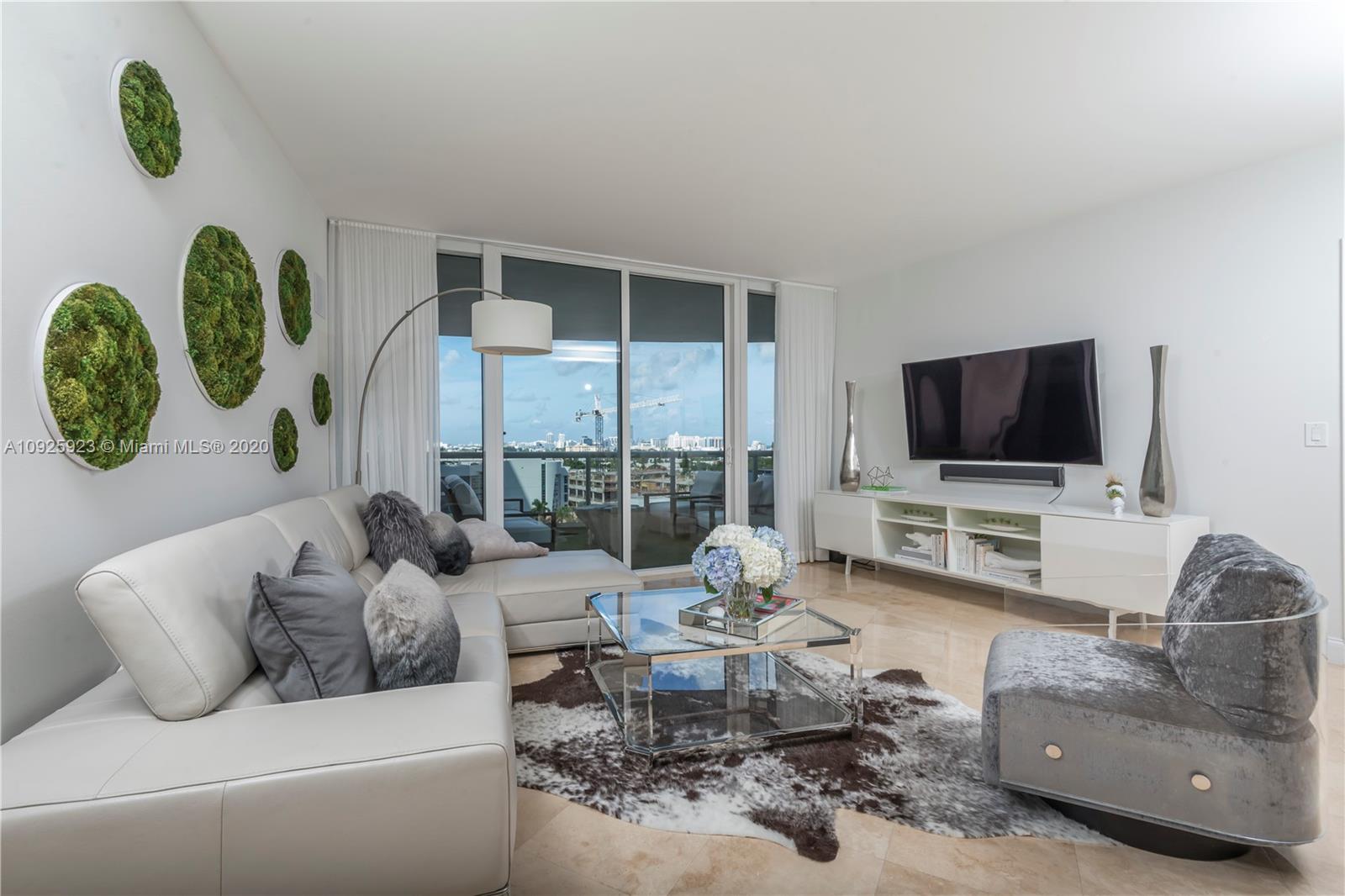 400 Alton Road, Unit 1007 Miami Beach, FL 33139 - Photo 6 of 13 a living room with furniture and a flat screen tv
