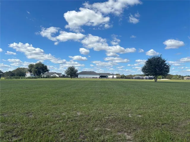 a view of a golf course with green space