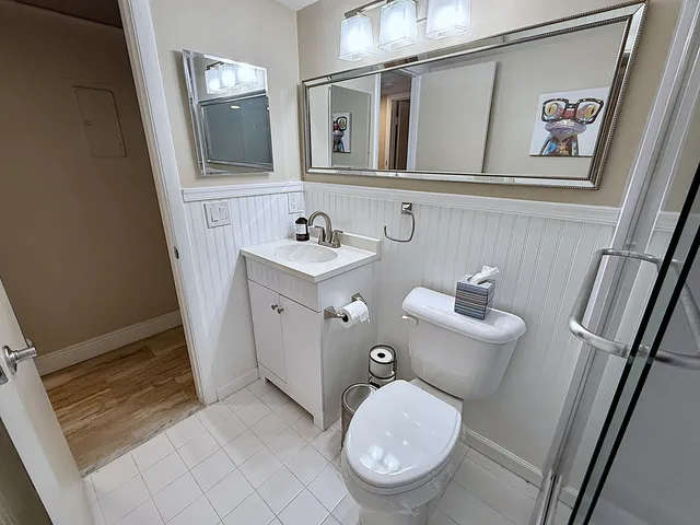 a view of a house with a large window