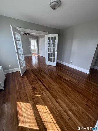 an empty room with windows