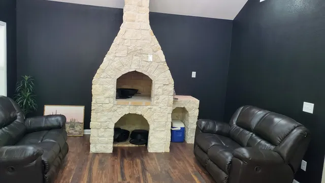 a living room with furniture