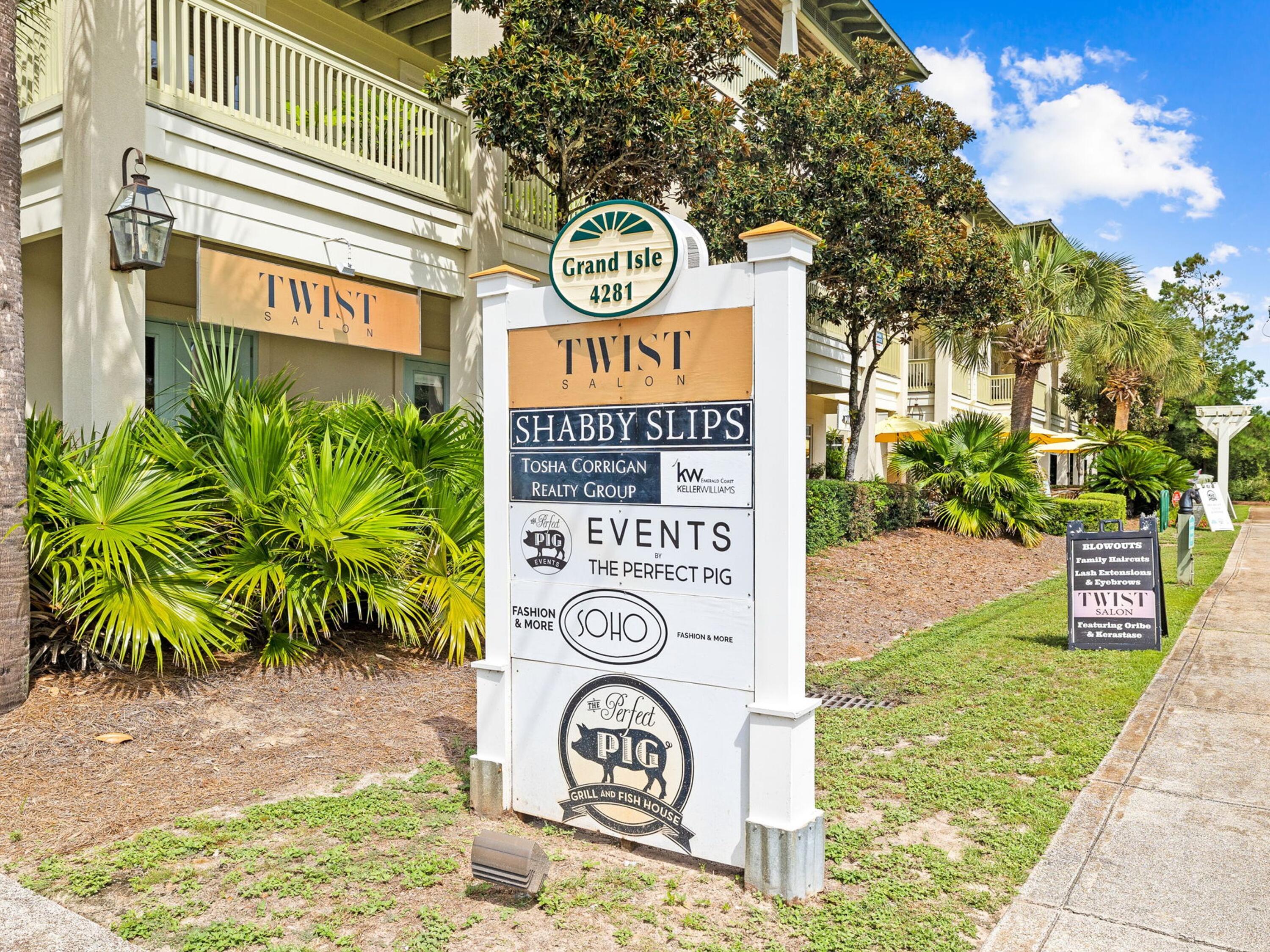 4281 East County Highway 30A, Unit 203 Santa Rosa Beach, FL 32459 - Photo 34 of 35 a sign that is on a brick wall