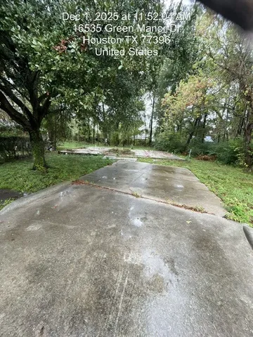 a view of a park with trees