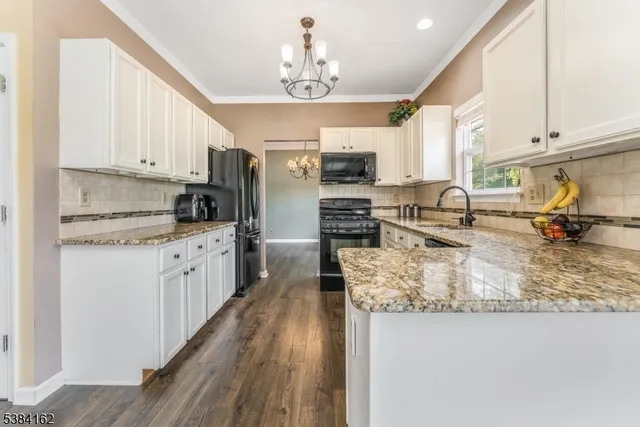 a kitchen with stainless steel appliances granite countertop a sink refrigerator and cabinets
