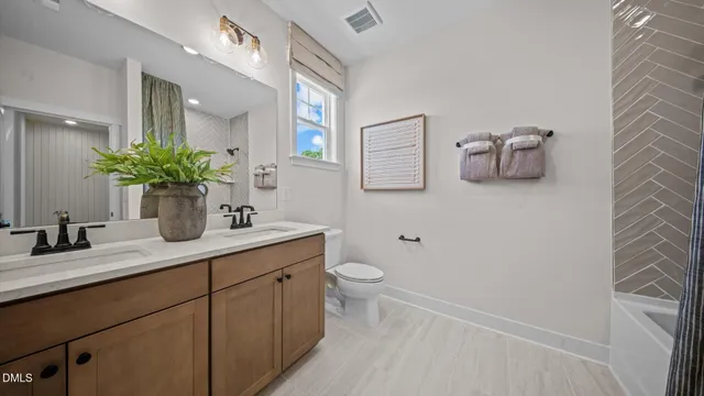 a bathroom with a sink a toilet and mirror