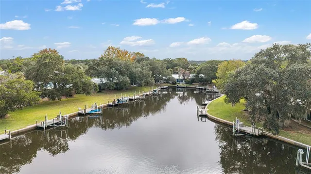 a view of a lake with a mountain in the background