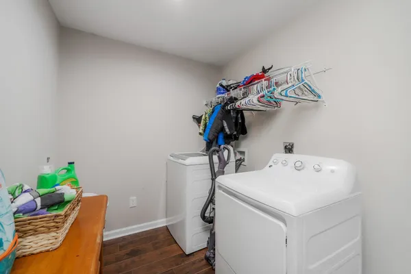 a utility room with dryer and washer