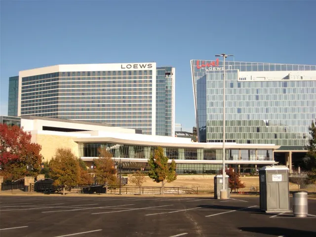 a front view of a building with glass windows