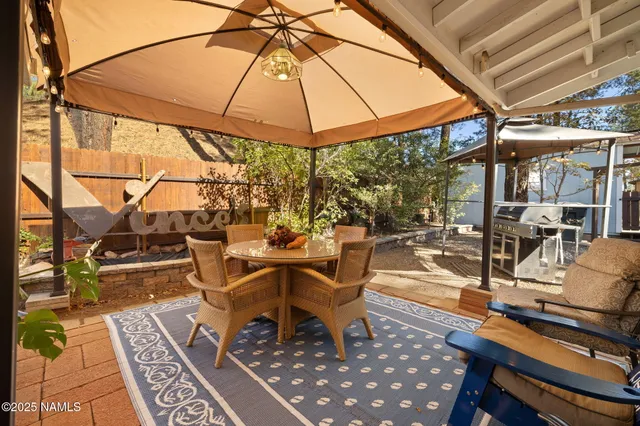 a outdoor view with a sitting space