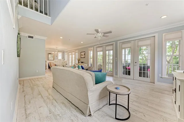 a view of a dining room with furniture and window