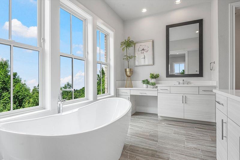1362 East Crosby Road Carrollton, TX 75006 - Photo 10 of 26 a white bath tub sitting in a bathroom next to a window