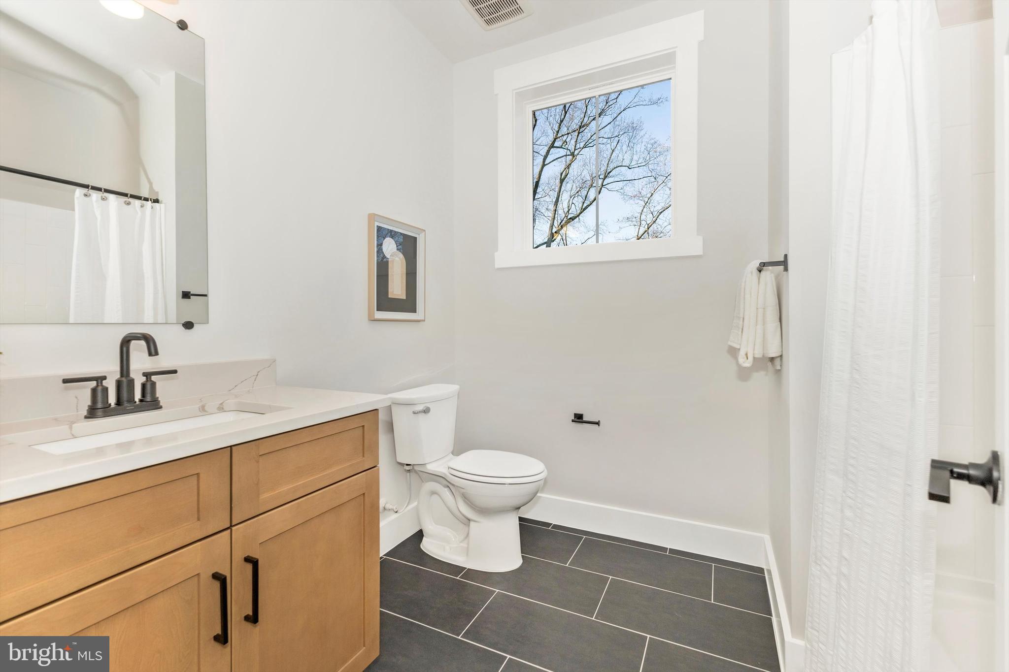 1199 Hoods Mill Road Cooksville, MD 21723 - Photo 42 of 86 a bathroom with a granite countertop sink a toilet and a mirror