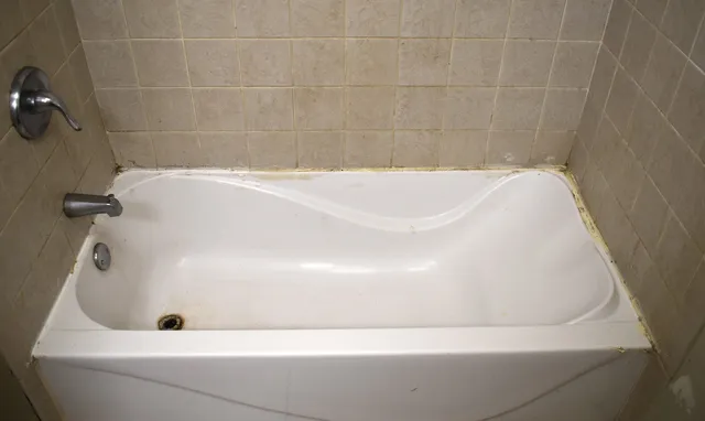 a bathroom with a bathtub