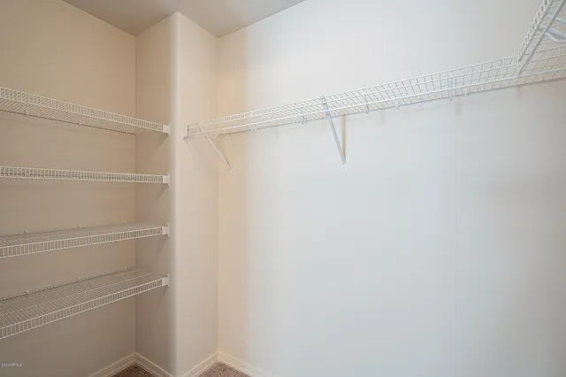 a view of an empty walk in closet
