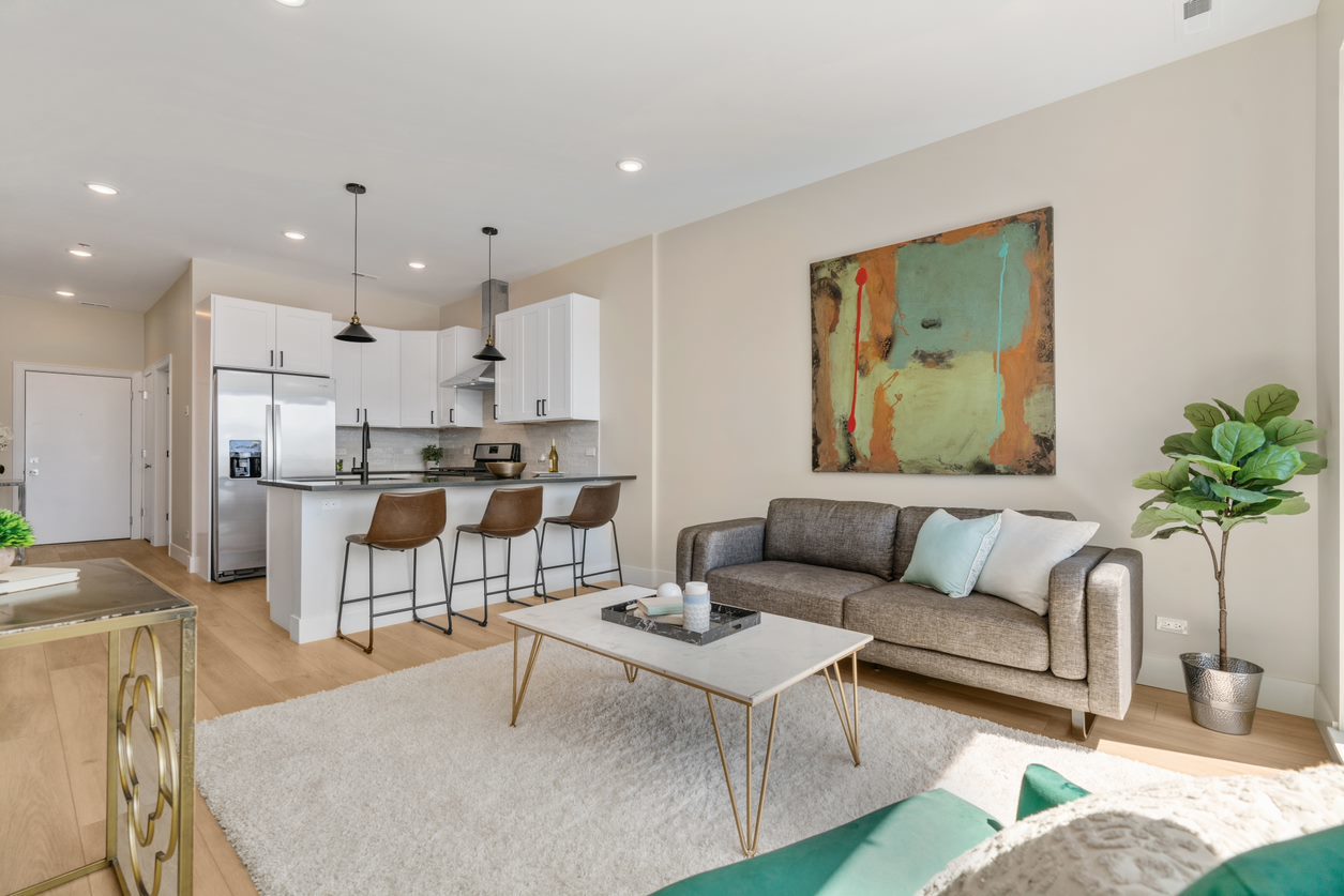 Undisclosed Address Chicago, IL 60657 - Photo 7 of 22 a living room with furniture and kitchen view