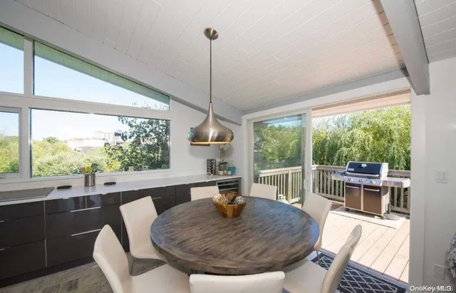 a living room with large window