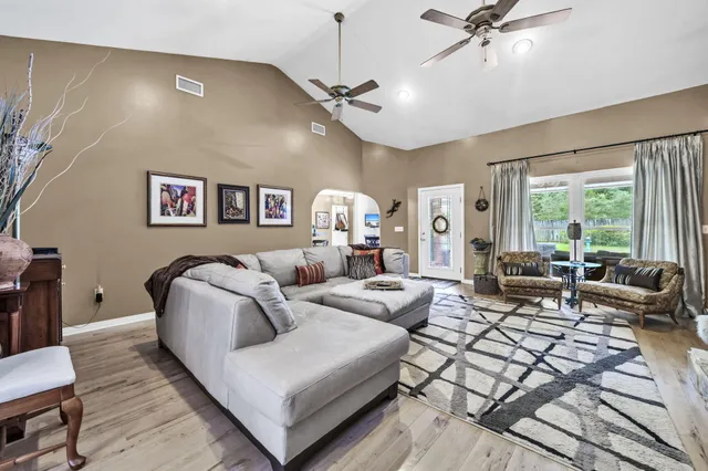 a living room with furniture