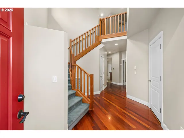 a view interior of a house with wooden floor and stairs
