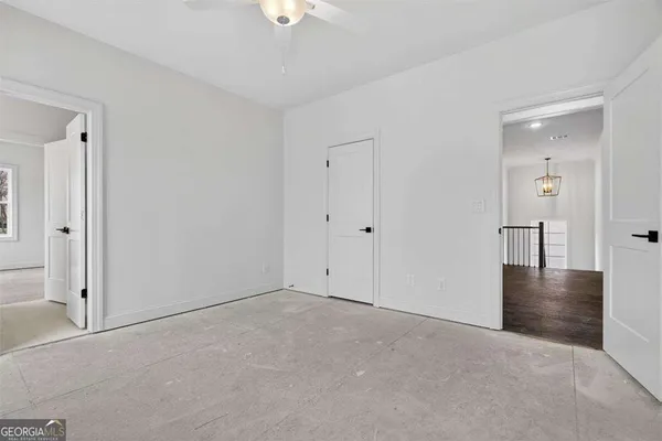 a view of a room with racks on the wall