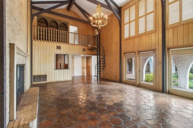 a view of a building with a door