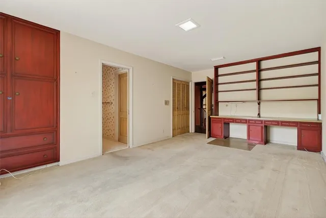 an empty room with a door