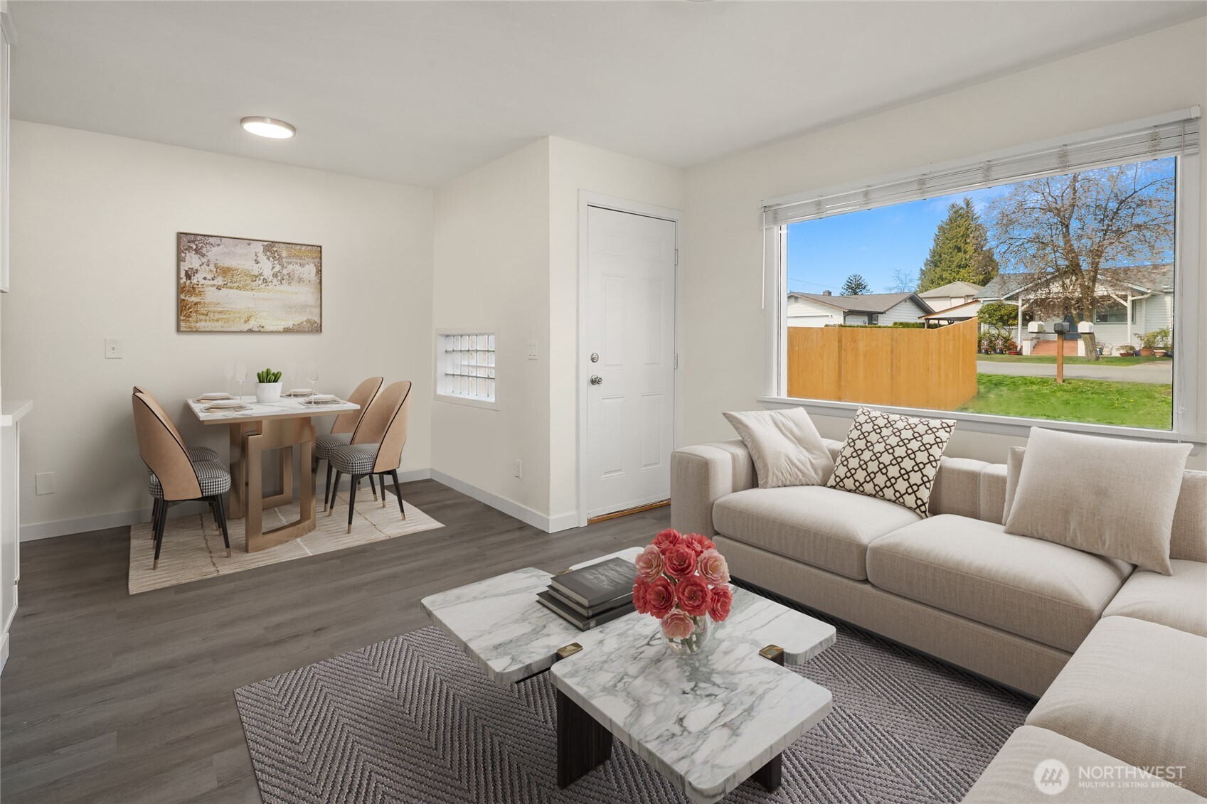 420 107th Place Southwest, Unit 2 Everett, WA 98204 - Photo 2 of 13 a living room with furniture and view of kitchen