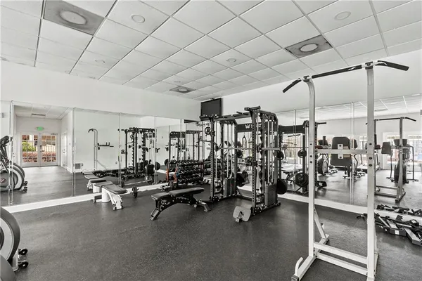 a view of a room with gym equipment