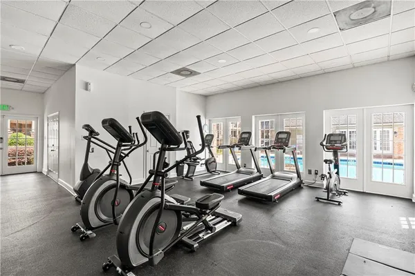 a view of a room with gym equipment