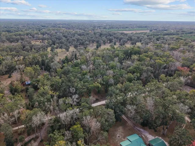 an aerial view of house with yard and mountain view in back