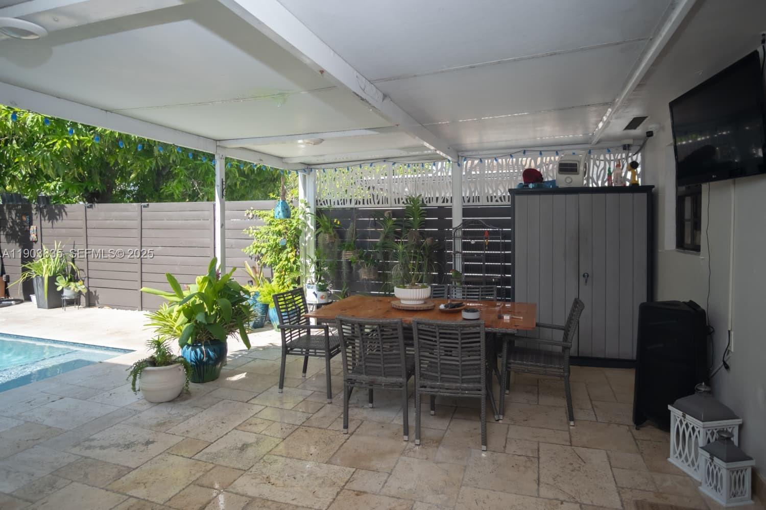 15076 Southwest 63rd Terrace Miami, FL 33193 - Photo 20 of 40 a outdoor dining space with furniture and outdoor view