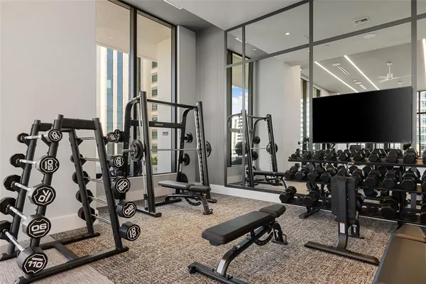 a view of a room with gym equipment