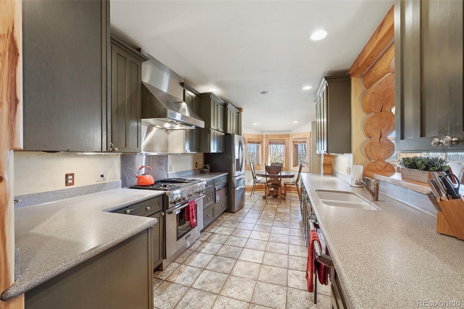 252 Iron Mountain Road Fairplay, CO 80440 - Photo 6 of 50 a kitchen with stainless steel appliances granite countertop a sink and a stove