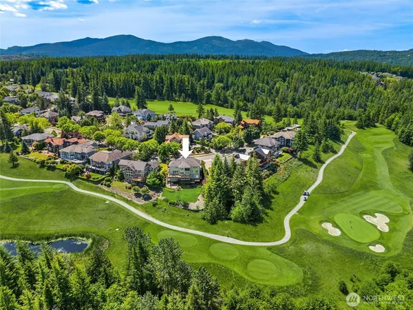 a view of a lush green hillside and houses