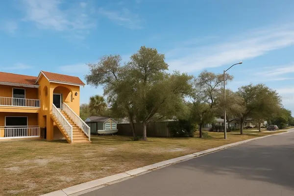 a view of a house with a park