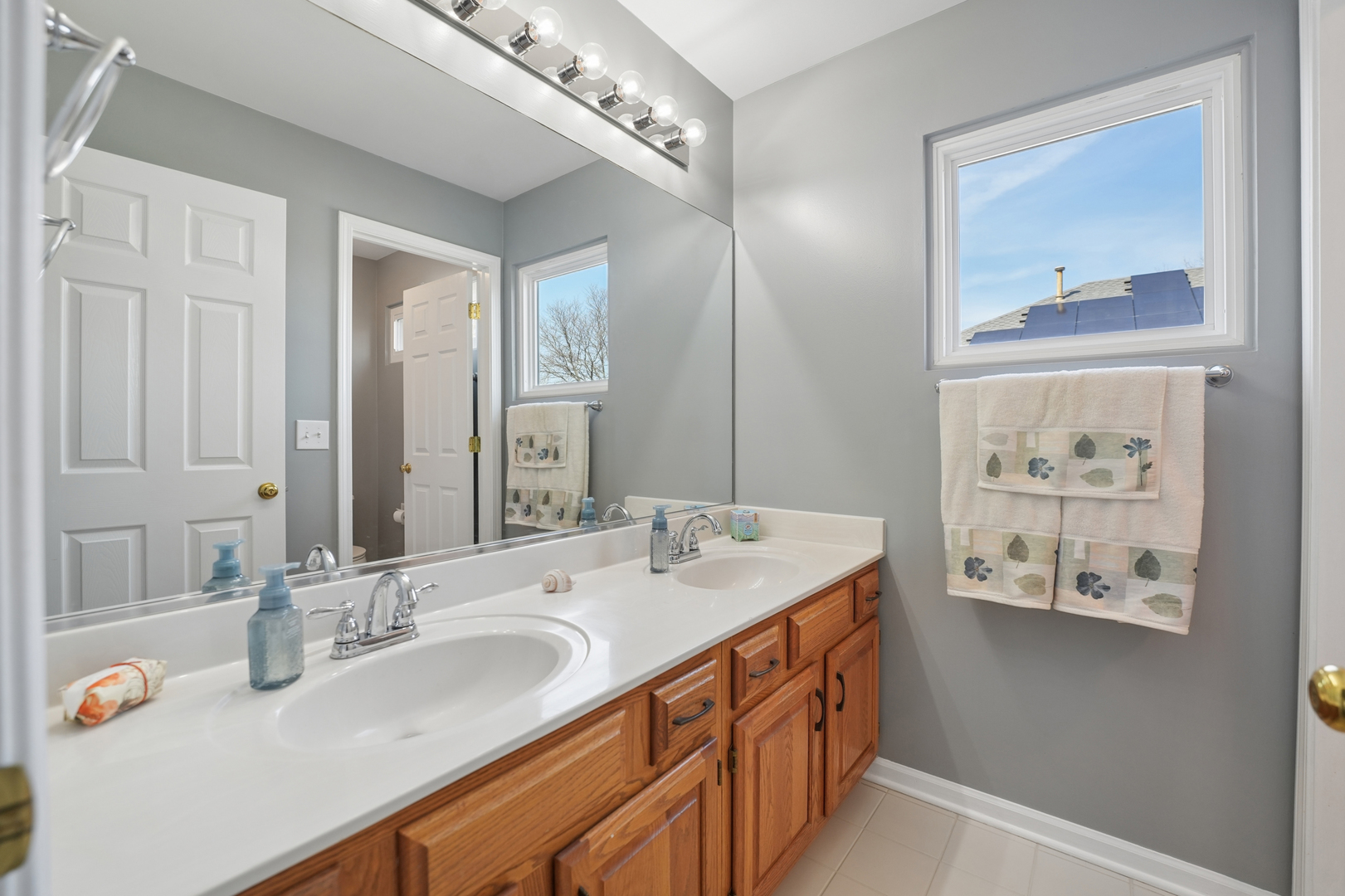 829 Renaissance Drive Carol Stream, IL 60188 - Photo 25 of 35 a bathroom with a double vanity sink and a mirror