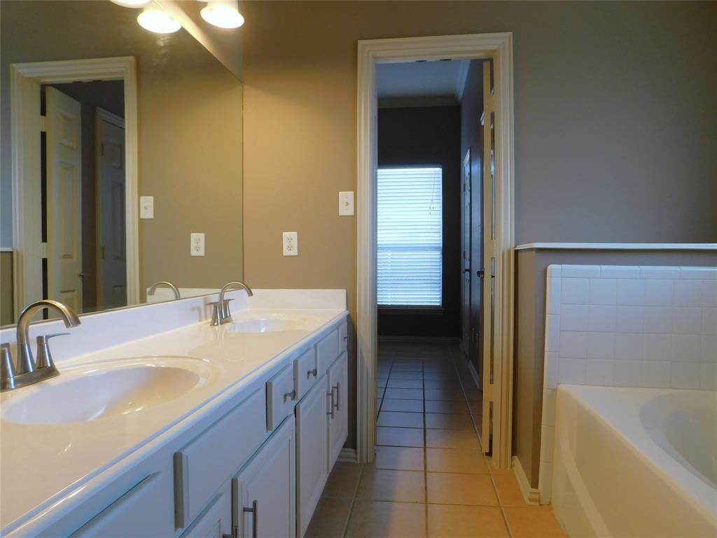 3919 Canton Court Denton, TX 76208 - Photo 14 of 26 a en suite bathroom with a tub sink and mirror