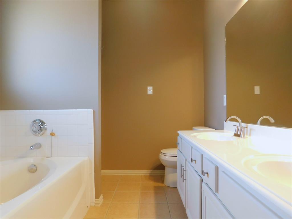 3919 Canton Court Denton, TX 76208 - Photo 16 of 26 a bathroom with a sink and a bathtub