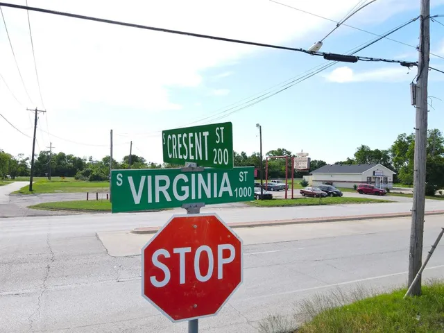 a view of a street with a yard