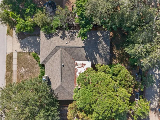 an aerial view of a house