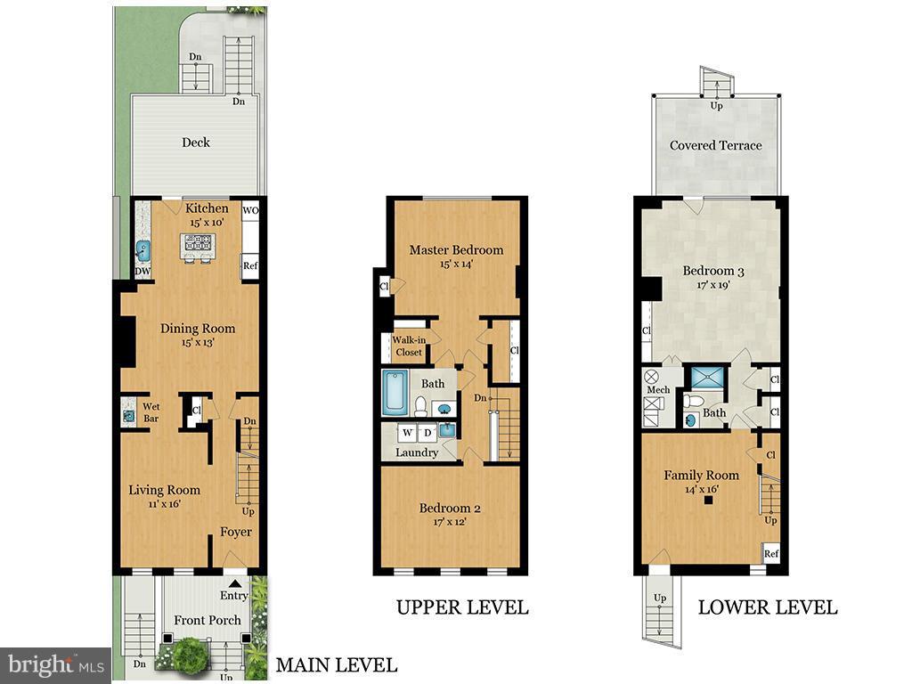 2443 Tunlaw Road Northwest Washington, DC 20007 - Photo 30 of 30 Floor Plan (yard and garage not shown)