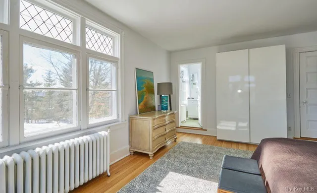 a living room with a large window