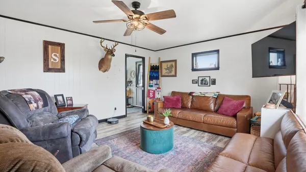 a living room with furniture and a couch