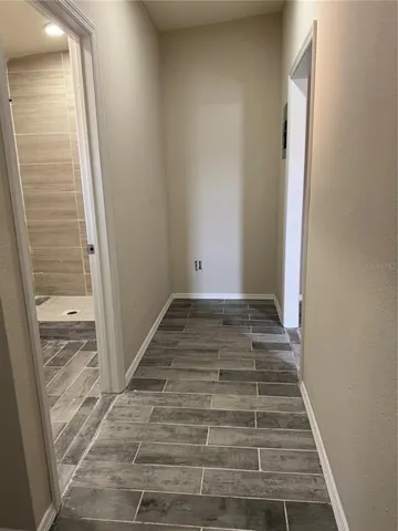 a room with washing machine