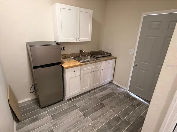 a room with washing machine