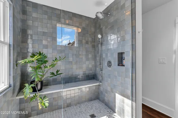 a bathroom with a bathtub