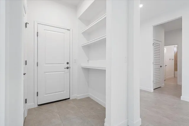 an empty room with closet