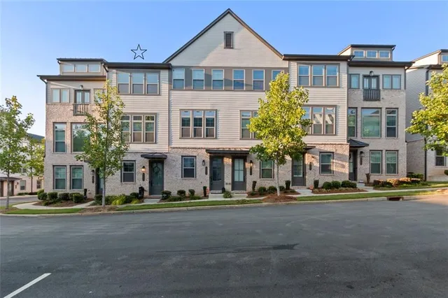 a front view of multi story residential apartment building